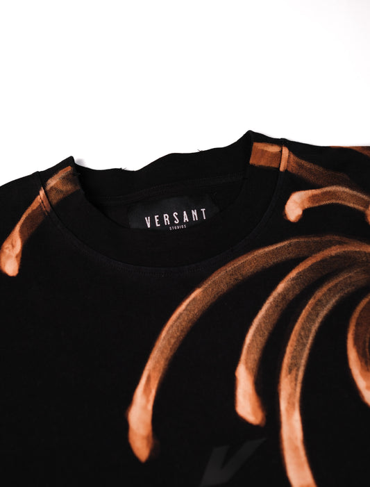Chrysanthemum Hand Painted T-Shirt neckline by Yeetuswolf and Versant Studios