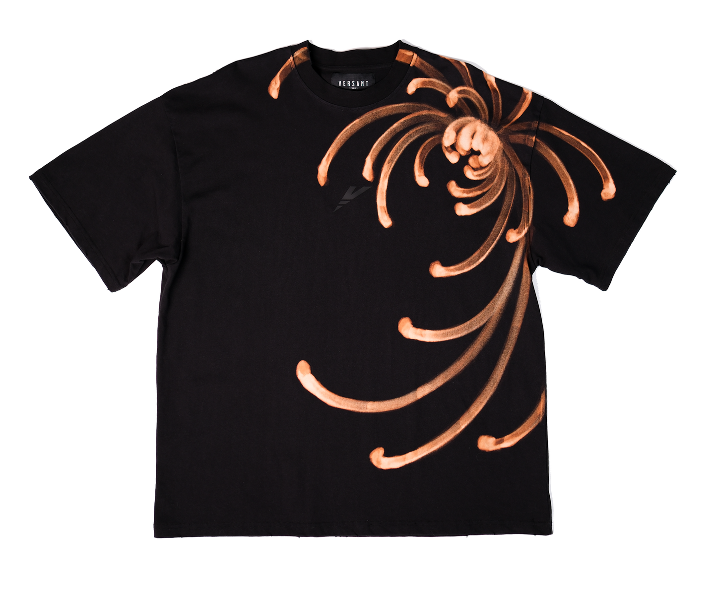 Chrysanthemum Hand Painted T-Shirt front artwork by Yeetuswolf and Versant Studios